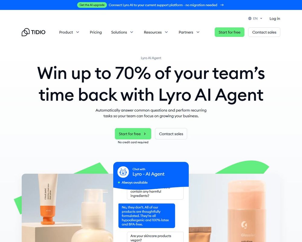 Tidio AI Agent website screenshot