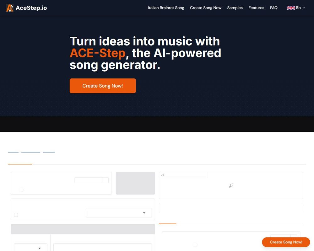 AceStep website screenshot