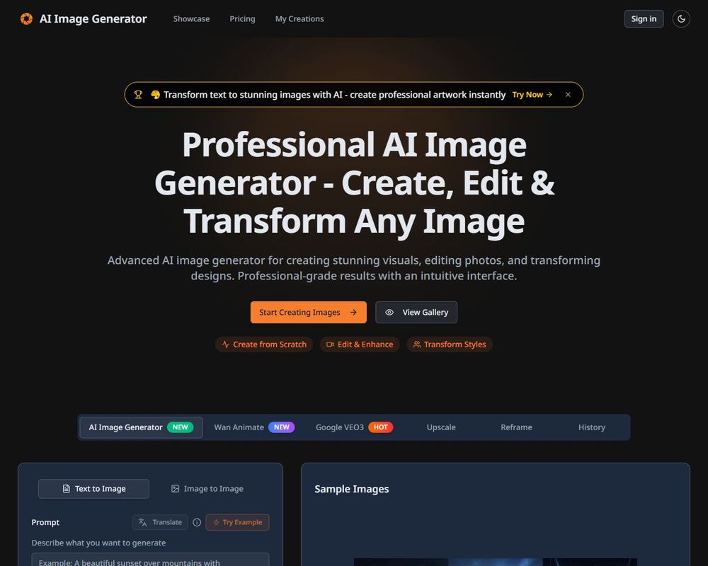 ImageGeneratorAI website screenshot