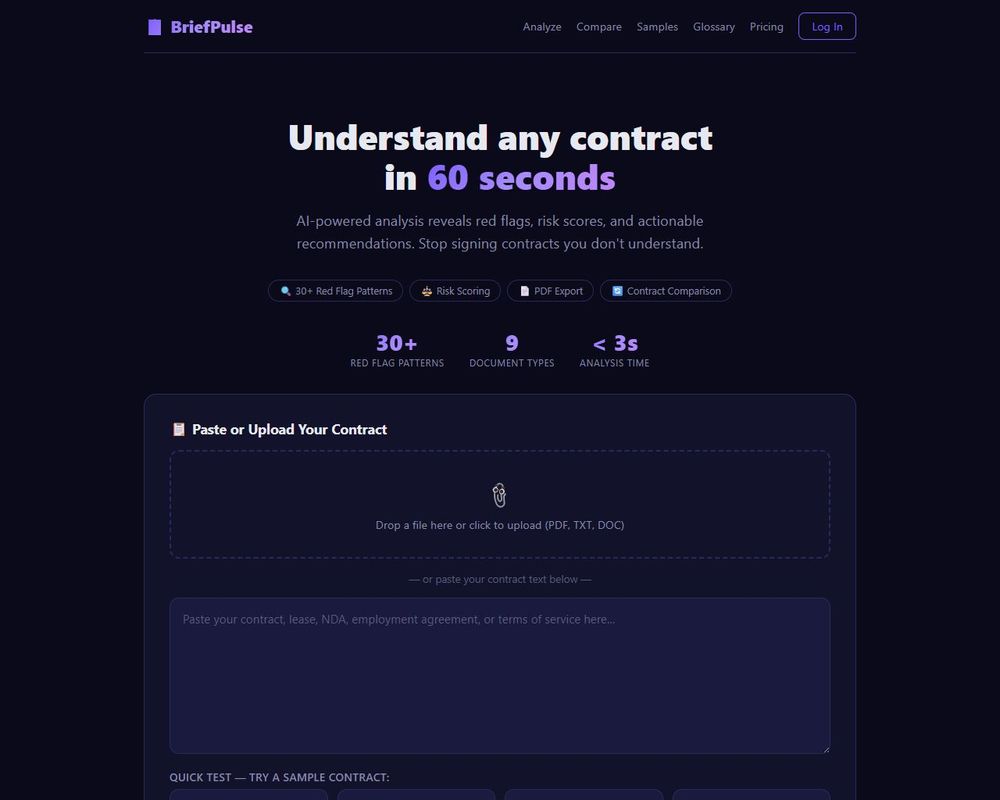 briefpulse landing page thumbnail